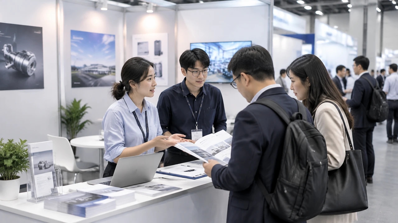中小企业在专业展会上与潜在客户交流