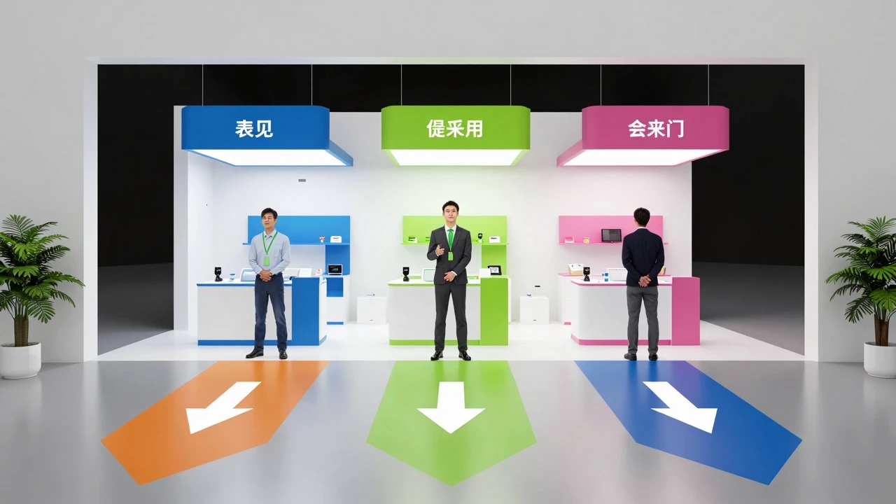 入口导览色带与分区标识引导客户动线