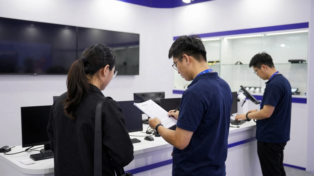开展前测试展位电力、展示屏和设备连接