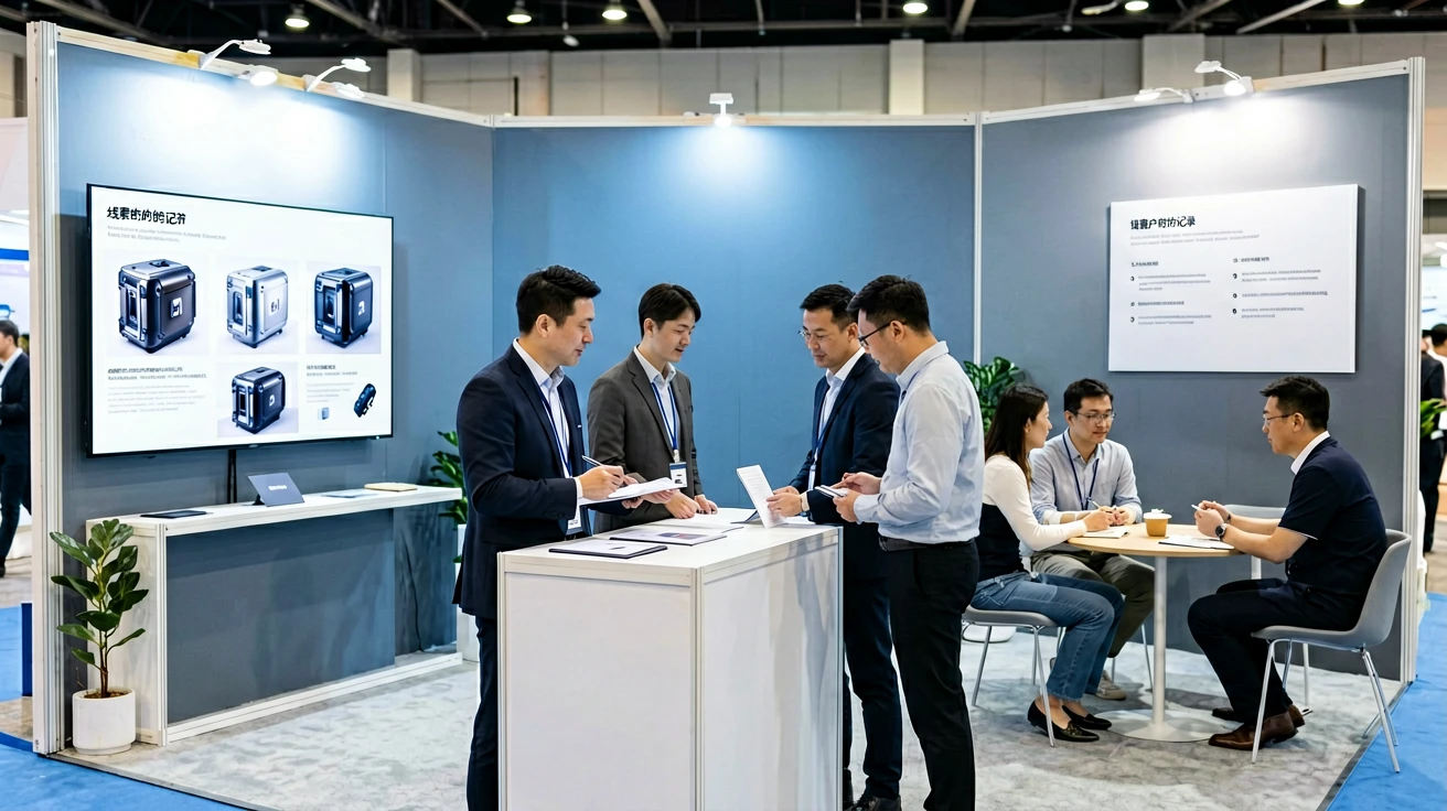 展会现场进行客户接待和线索记录