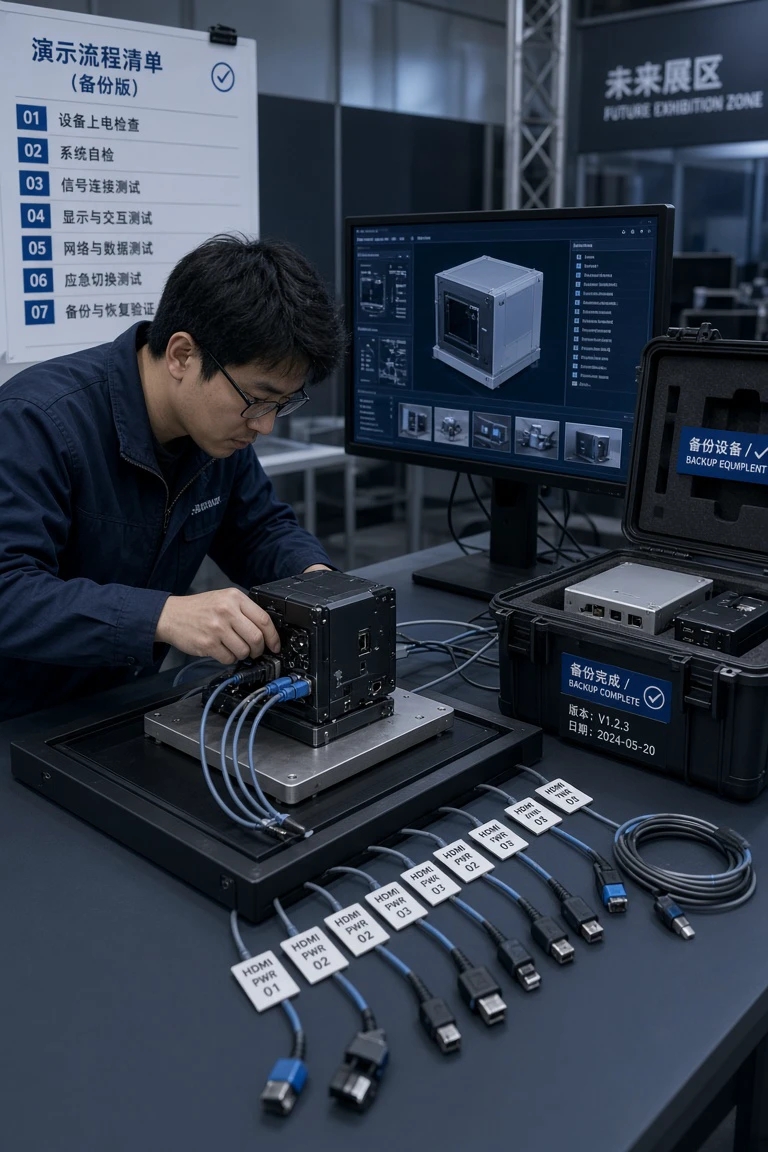 展会现场设备联调与备用方案测试